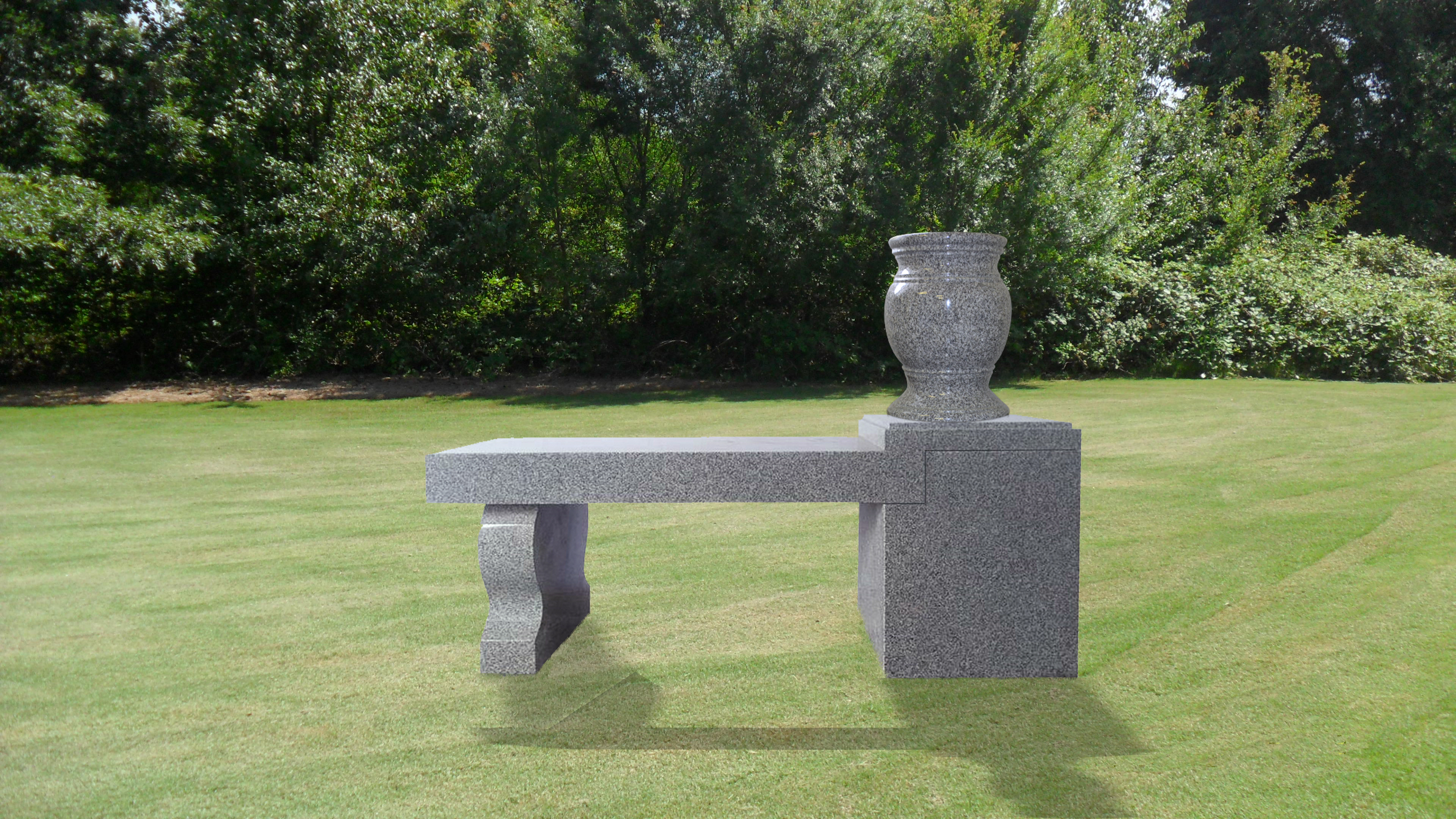 deluxe Cremation Bench with pedestal 1