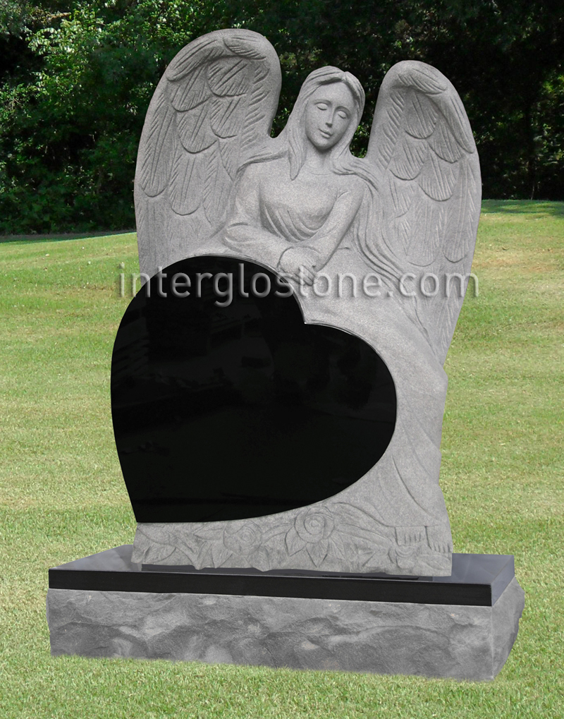 Reclining Angel Heart Small Headstone