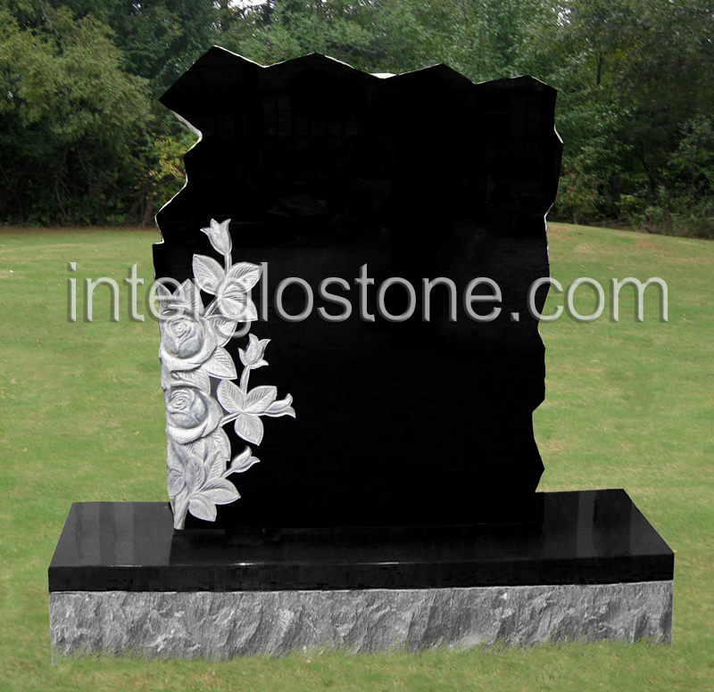Rock with Flowers Headstone