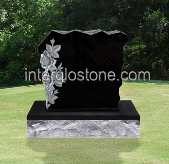 Small Rock with Flowers Headstone
