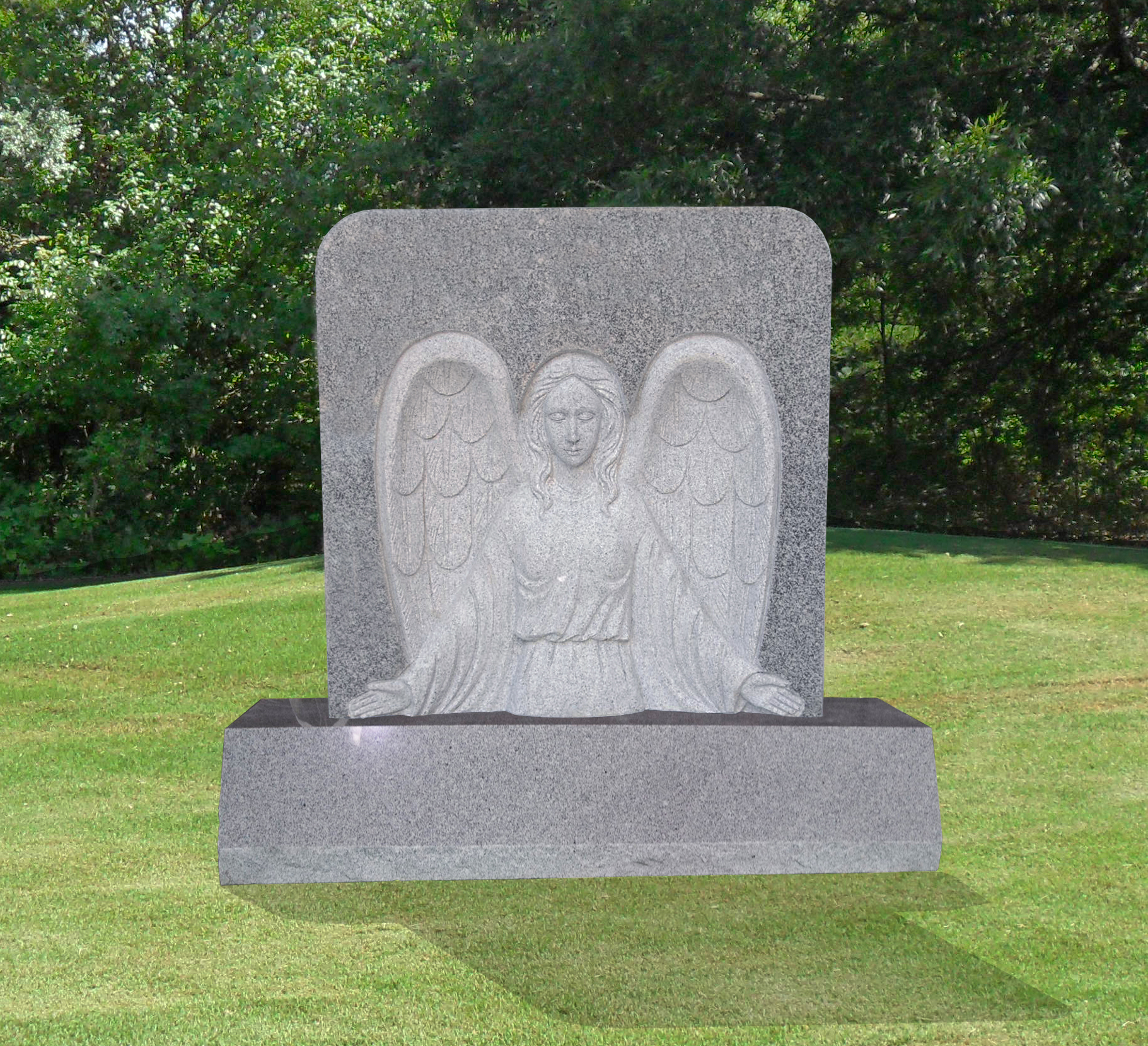 Guardian Angel 3 Bas Relief Headstone