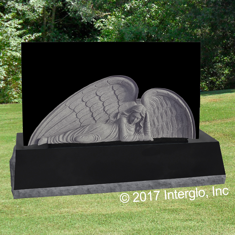 Angel in Repose Bas Relief Headstone