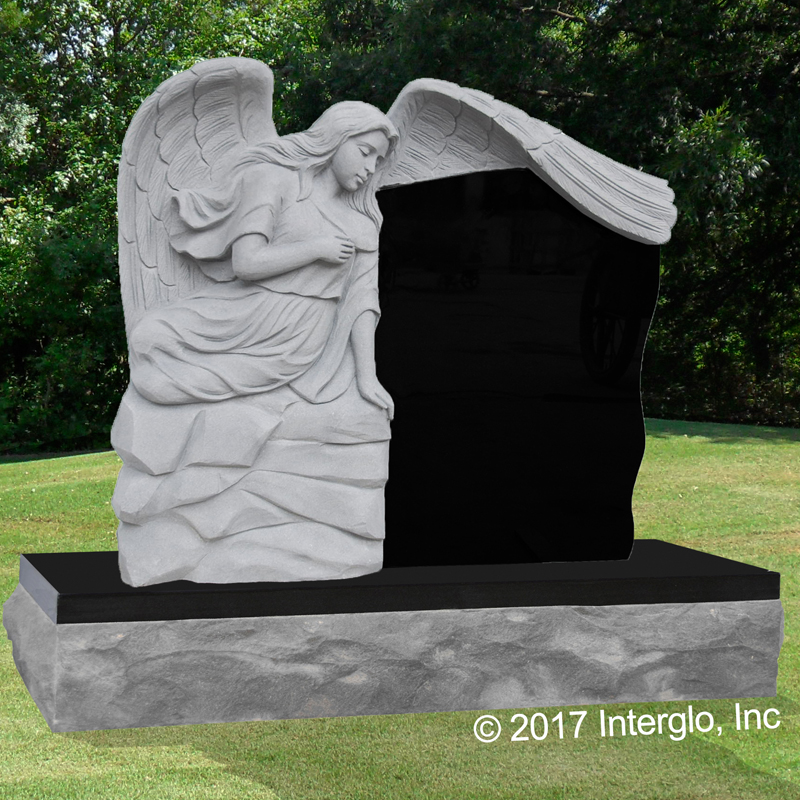 Sitting Angel 3 Headstone