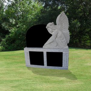 angel-with-flowers-headstone-on-base-unit