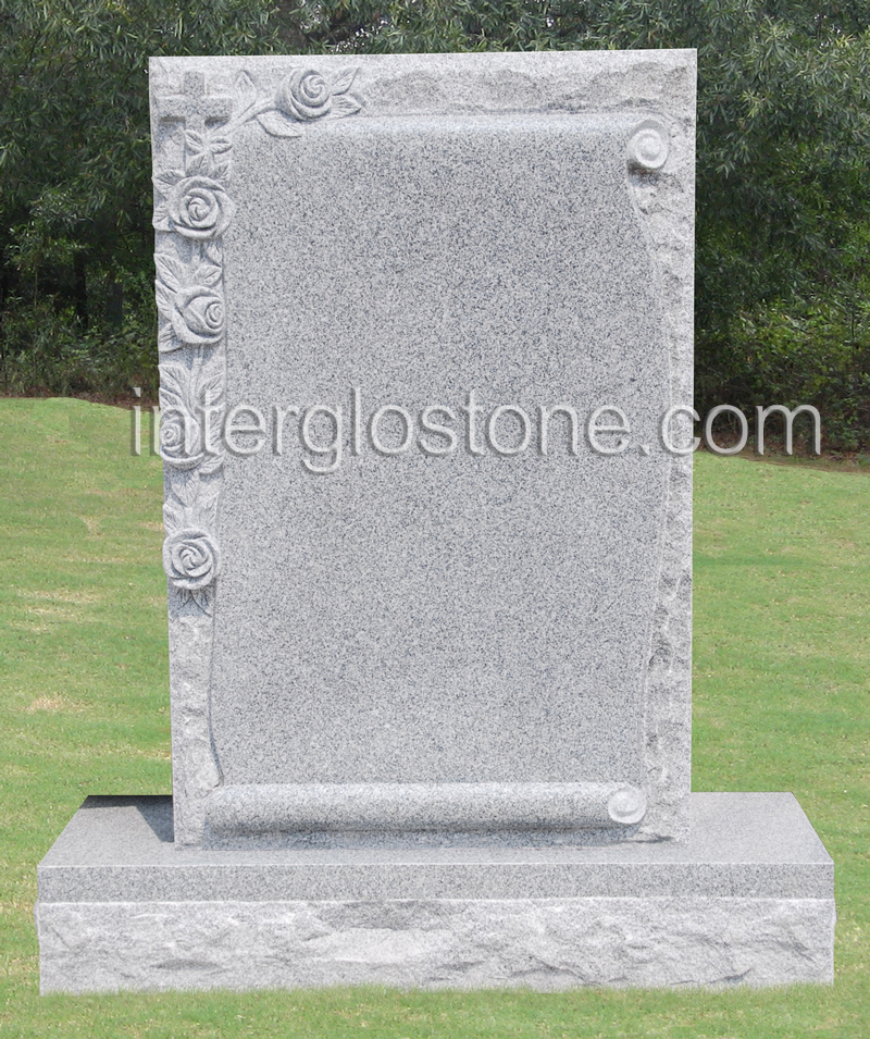 scroll-with-cross-flowers-headstone