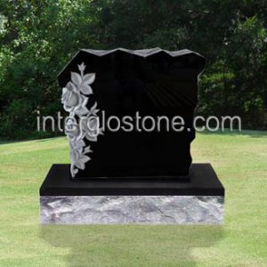 small-rock-with-flowers-headstone